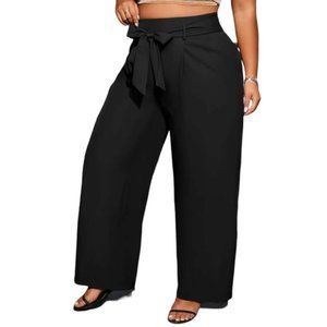 SHEIN SXY Plus Solid Slant Pocket Wide Leg Pants